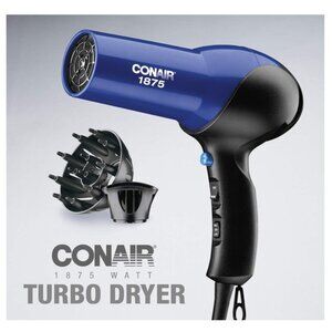 NEW✅Conair 1875 Watt Turbo Hair Dryer, Blue-Black. New without Box